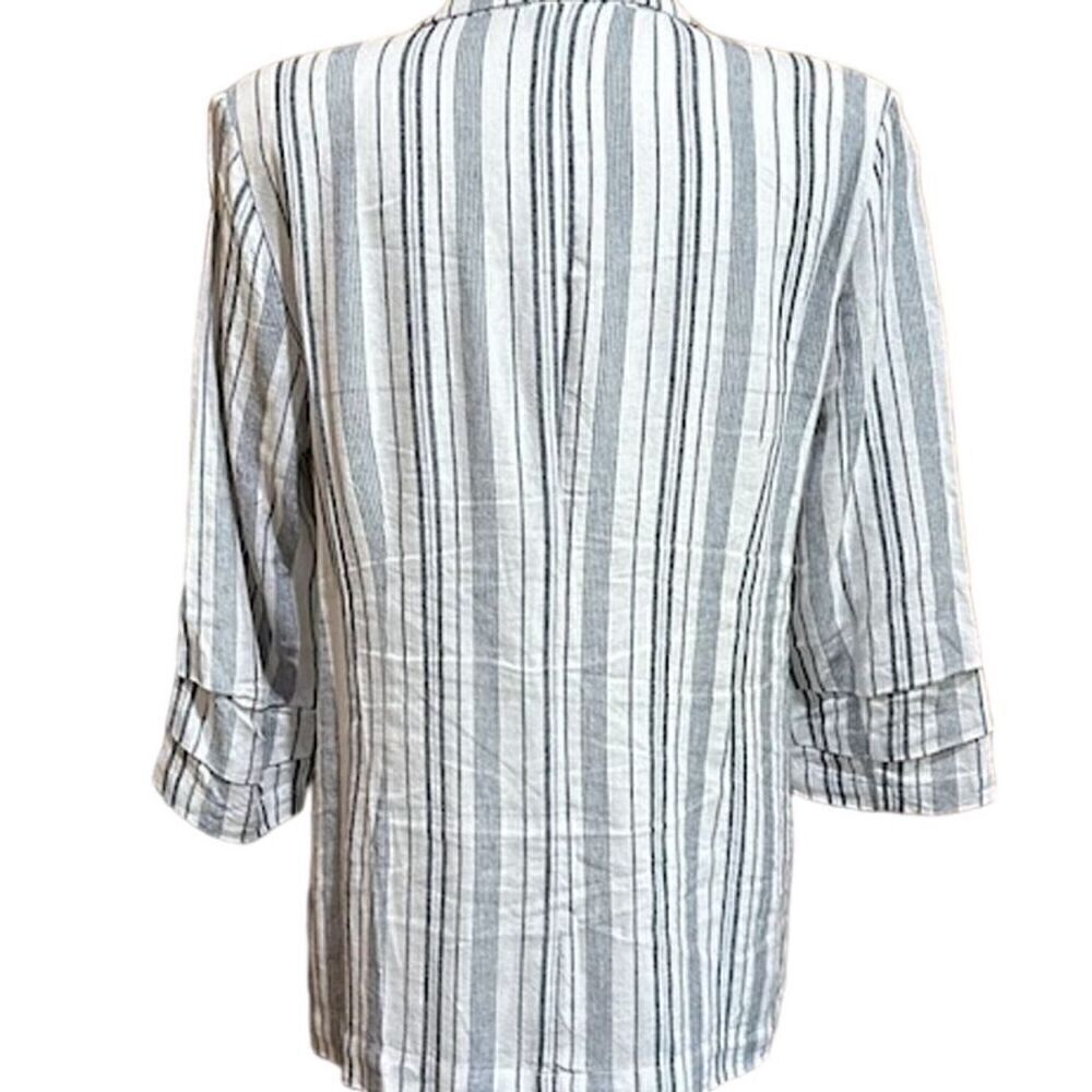 Ellen Tracy Women's Striped Linen Blend Blazer Multicolor 3/4 Sleeve Size M- EUC - Picture 3 of 5